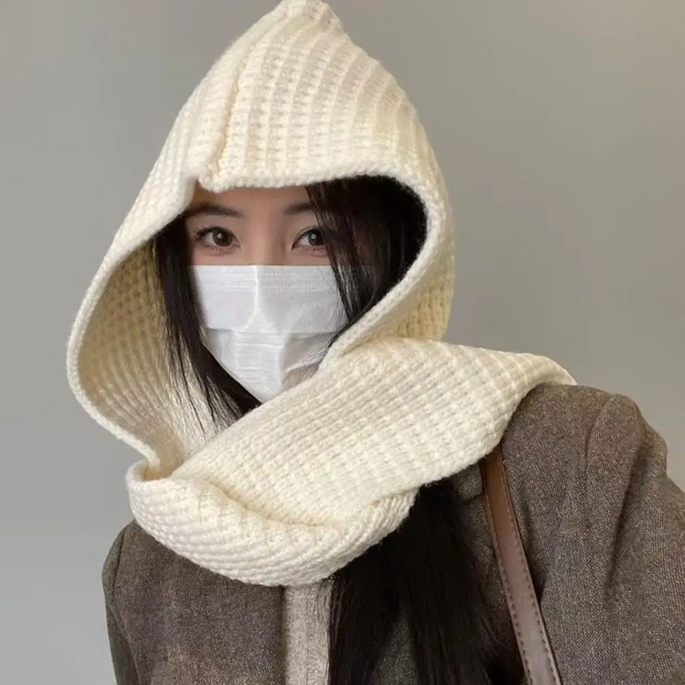 Wool Big Sophie Scarf Oversize Hood Balaclava Winter Hat Ear Protection Windproof Warm BomberHats Women Fashion Beanies