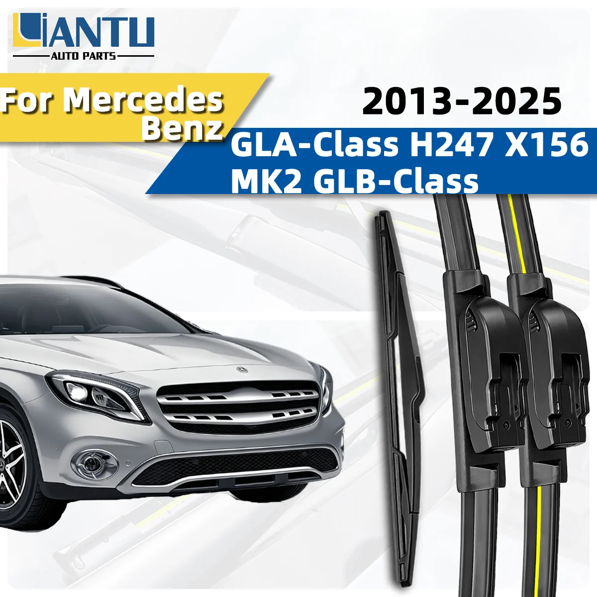

Комплект из 3-х передних и задних дворников для Mercedes-Benz GLA-Class H247 MK2 X156 GLB-Class 2013-2025: Премиум-качество, бесшумные, долговечные запчасти