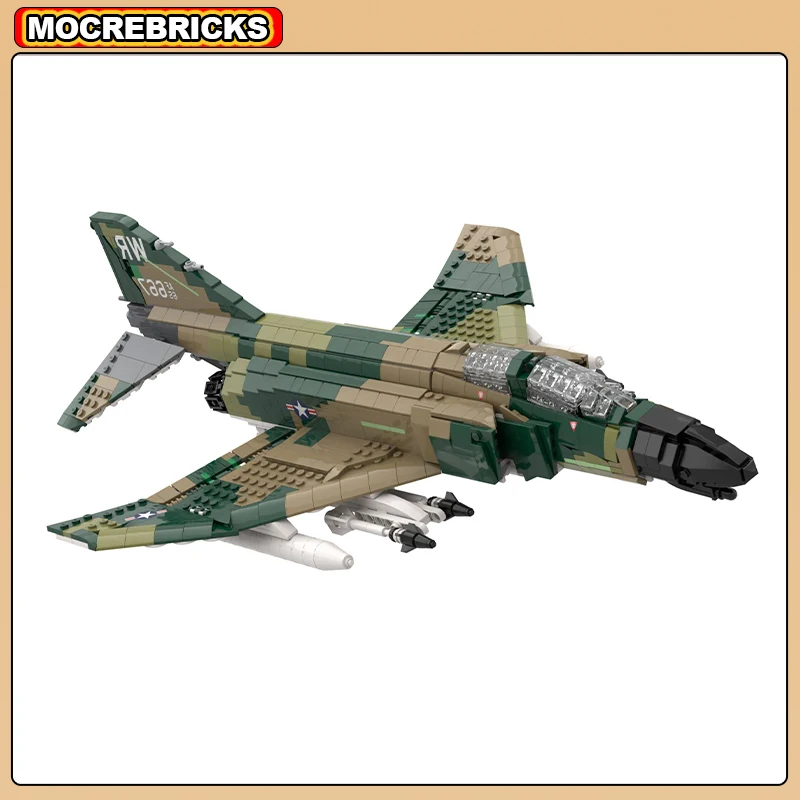 MOC Building Blocks Cold War F-4J Phantom II Combat Bombers Soldiers Transport Military Fighter DIY Technical Model Bricks Toys