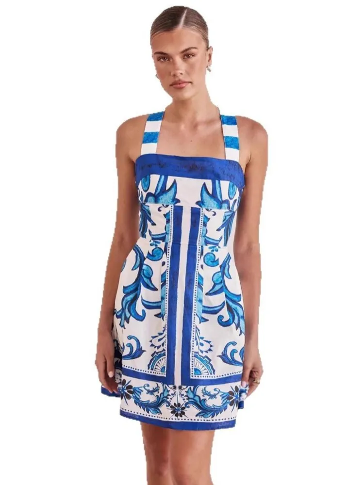 Estate Cover Up Costume da bagno donna Spaghetti Strap Robes Costume da bagno 2026 Nuovo fiore Stampa Beach Holiday Mini abiti Cover-Up