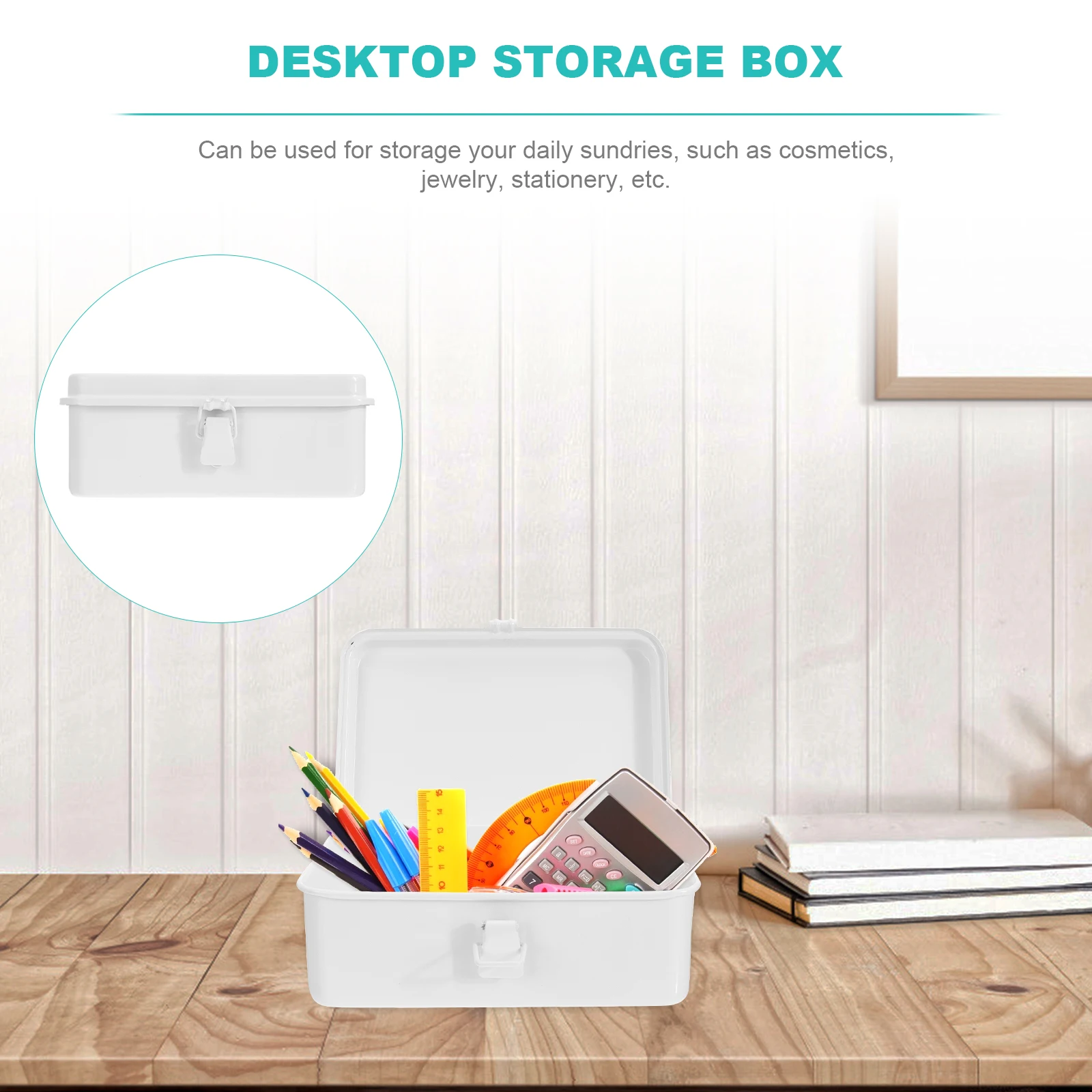 صندوق تخزين الأدوات المكتبية حاوية منظم سطح المكتب للوازم المدرسية والمكتب المنزلي وحامل أشتات صندوق ملفات قوي متعدد الأغراض #4