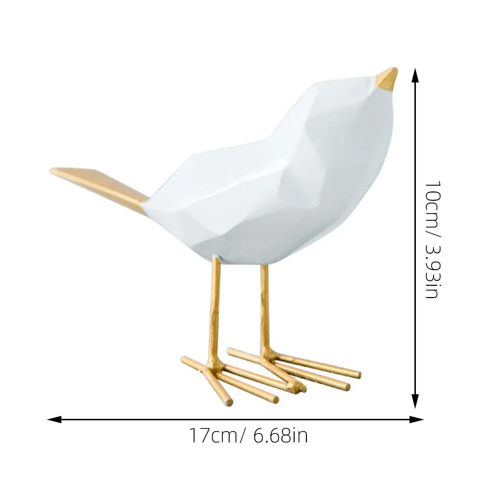 Golden Resin Bird Ornament Creative Home Office Desktop Decor Simple Adorable Bird Statue Craft Gift Decoration