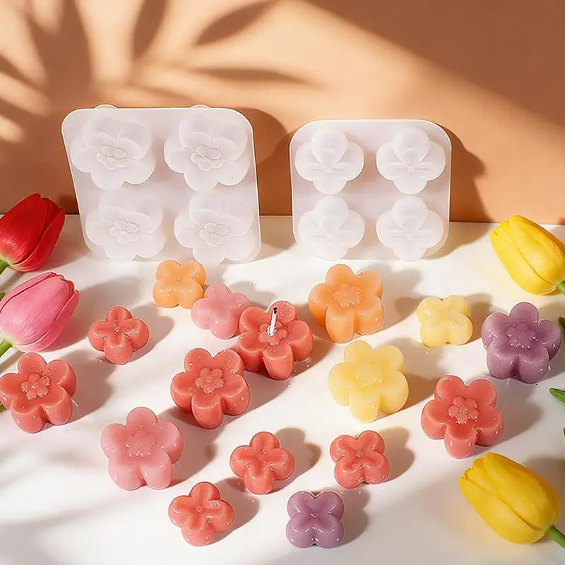 Flower Silicone Mold Set for Artistic Candle Making Craft Kits with Durable Resin Casting Molds for DIY Projects