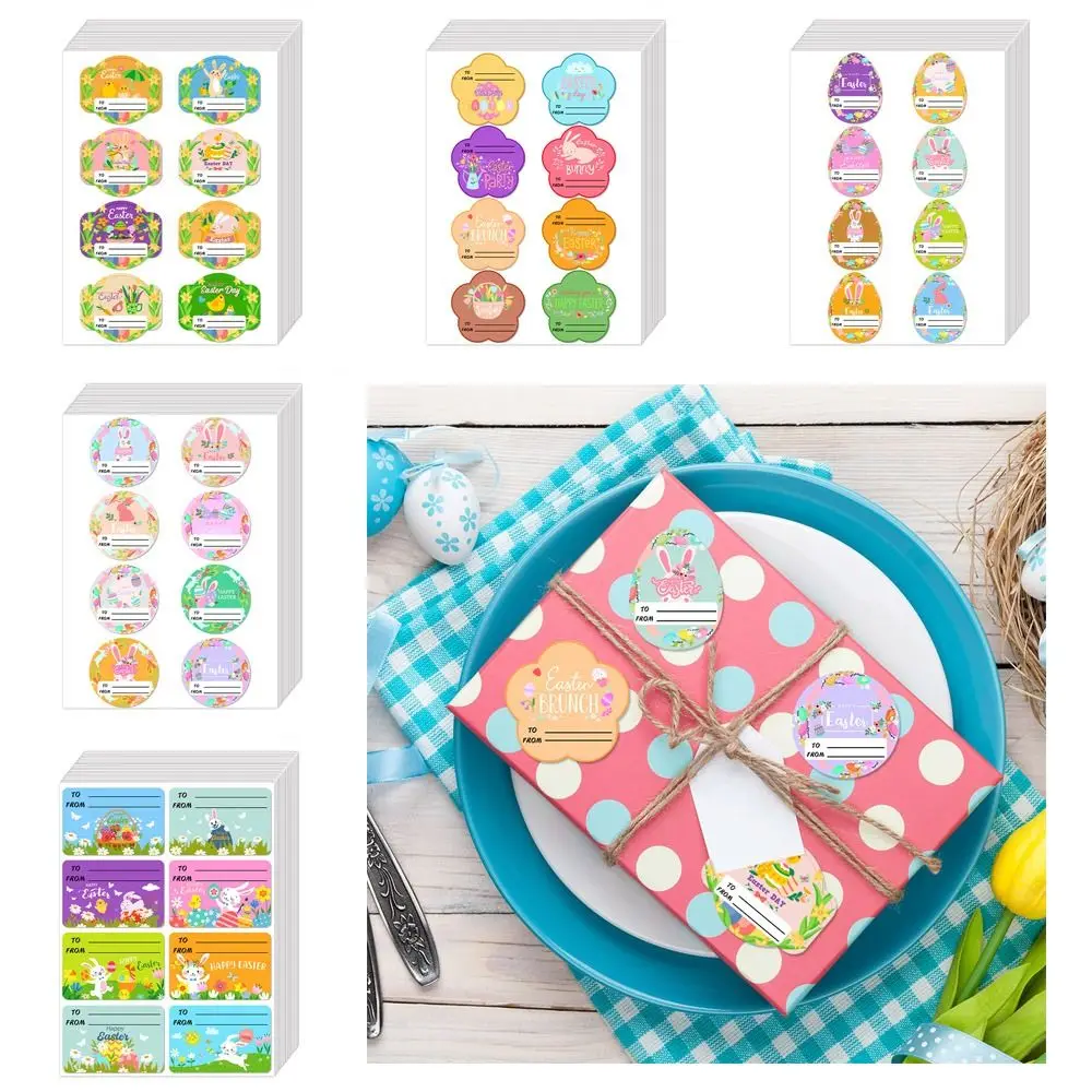 Creative Multicolor Easter Rabbit Sticker Paper Rabbit Sticky Label Packing DIY Easter Egg Decals Easter