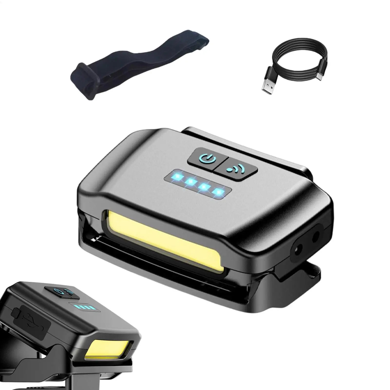 LED Sensor Headlamp Fishing Hat Clip Light High-intensity Ultra-bright Rechargeable Headlamp Camping Waterproof Headlight