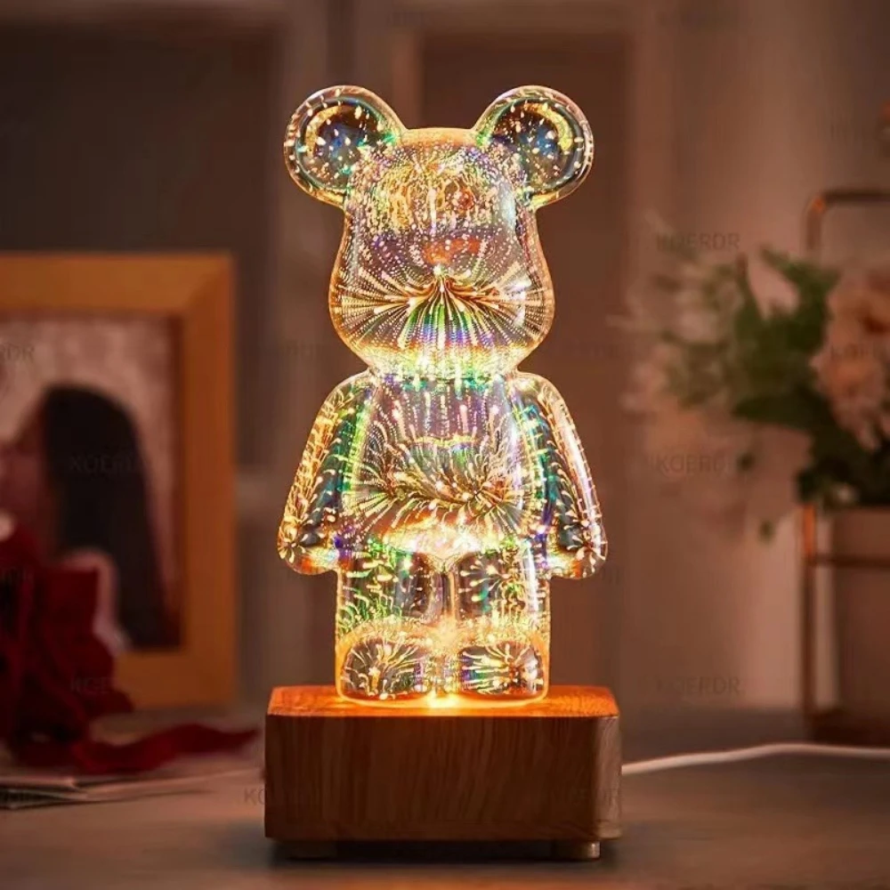 LED 3D Bear Night Light USB Room Decoration Ambient Light Suitable for Children Room Bedroom Decoration