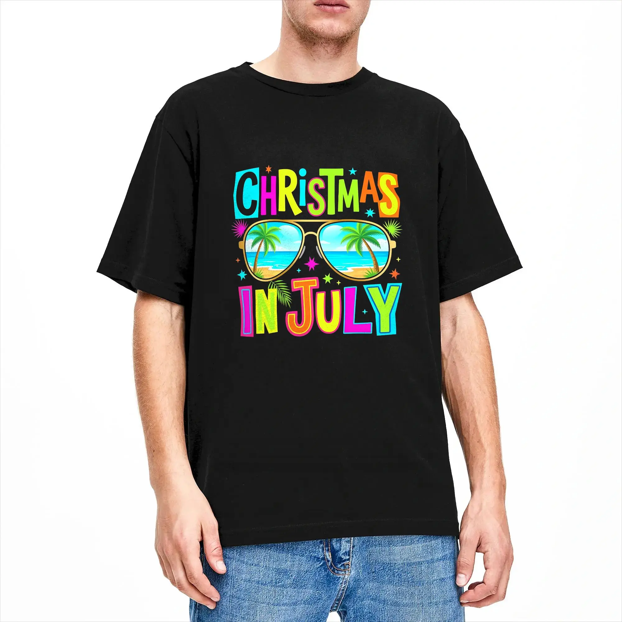 anta Sunglasses Beach Christmas In July T-Shirt  Hip Hop T Shirts Short Sleeve Street Style Tops 100% Cotton Oversize Top Tees