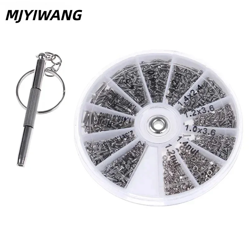 MJYIWANG 240/600 Stück Reparaturwerkzeug für Brillen und Sonnenbrillen, Schrauben, Muttern M1, M1,2, M1,4, M1,6 für Uhren, Glaswaren, Telefone, Tornillos