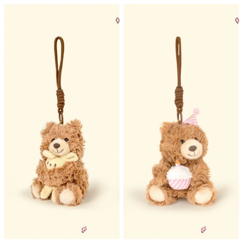 12 cm mooie verjaardag hoeden teddybeer knuffel anime knuffels sleutelhangers kleine hanger rugzak ophangingen voor kinderen