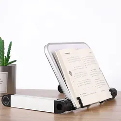 Soporte plegable para libros de lectura, soporte giratorio de 360 ° para una fácil visualización, soporte para libros de escritorio, blanco