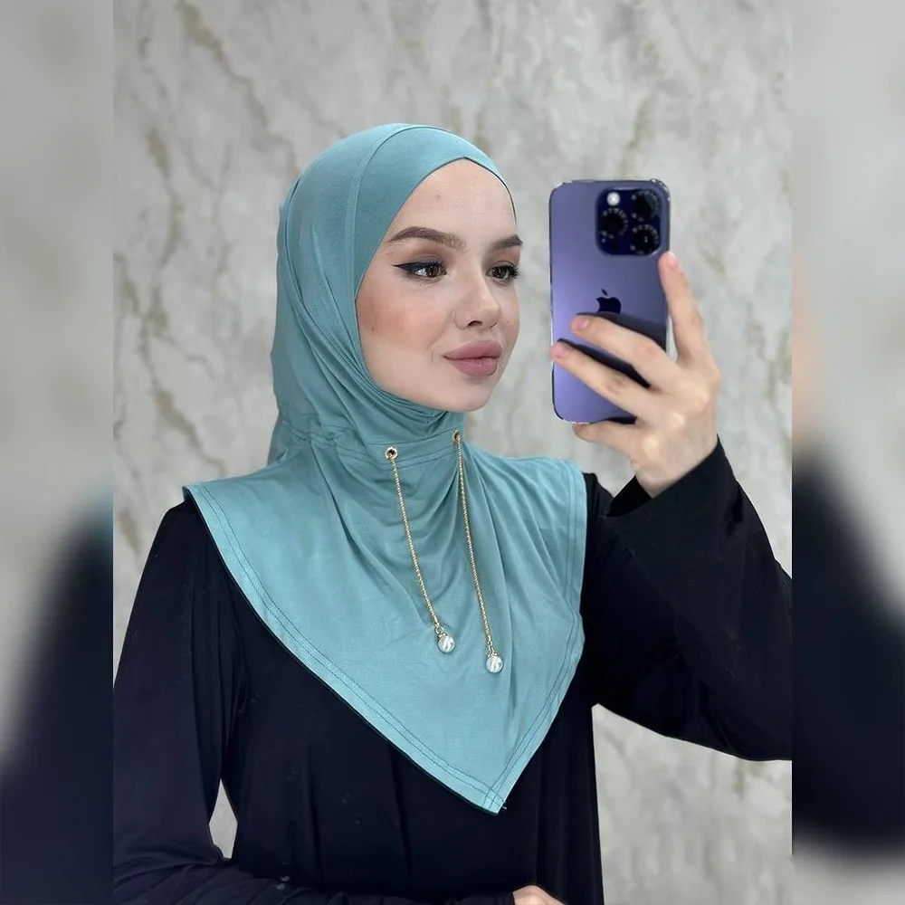 Ramadan Instant Hijab Frauen muslimischen Schal Kette Kopftuch Wraps Stretch Kopf Hals Abdeckung Schals Amira islamischen Gebet Hijabs Turban