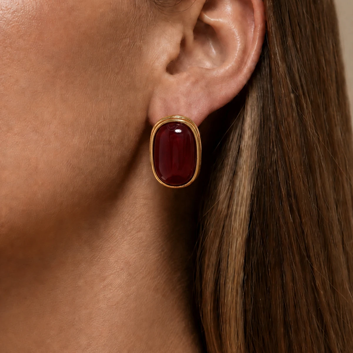 KunJoe 7 Colors Exquisite Retro Dyed Resin Stud Earrings Women Bohemian 18K Gold Plated Stainless Steel Earring Fashion Jewelry