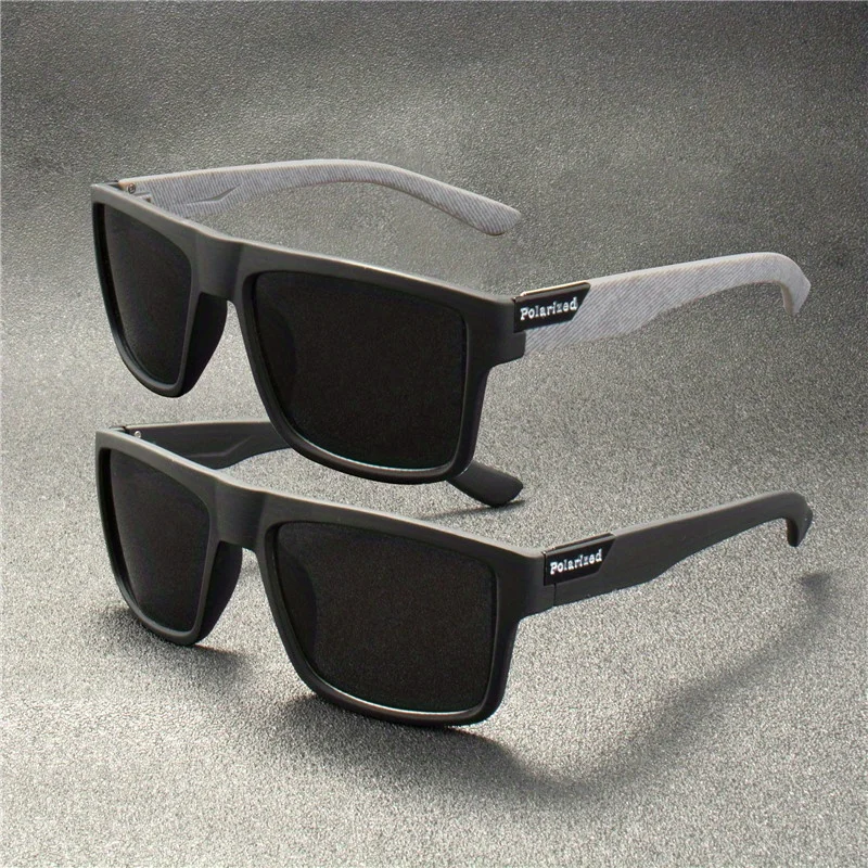

2 Pairs of Stylish Square Sunglasses - Black TAC Lenses, Polycarbonate Frame with Gray Accents, Perfect for Men & Women