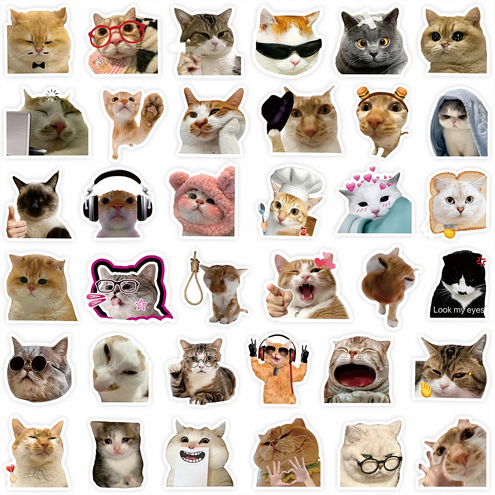 100 pçs engraçado bonito gato meme animais adesivos kawaii decalques scrapbooking notebook bagagem portátil skate adesivo brinquedo