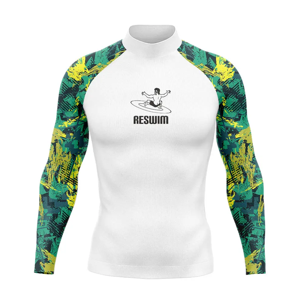 2023 Men\'s Rash Guard Surfing Diving Swimwear Long Sleeve T-shirts UV Protection Swimsuit Swimming Shirt Beach Clothes Rashguard