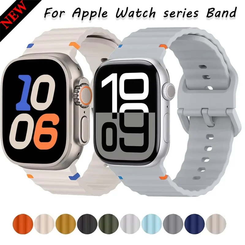 Silikonarmband für Apple Watch Series Ultra 1/2 49mm 11 10 Komfortables, atmungsaktives Armband iWatch 9 8 7 6 5 4 SE3 Handgelenksband