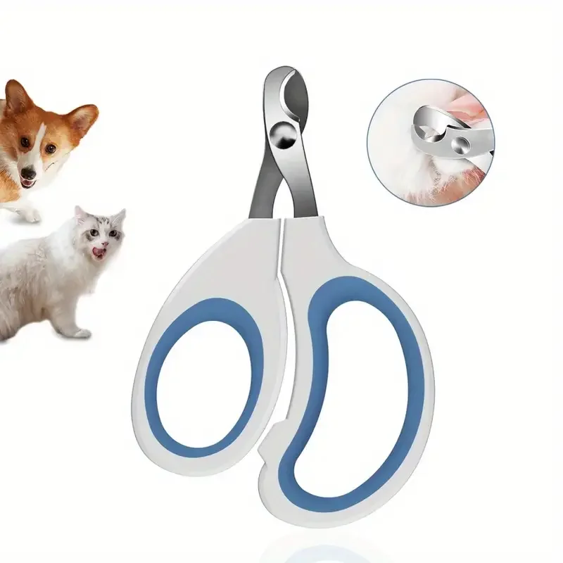 1pc Pet Nail Clipper For Small Animals Comfort Grip Safety Guard Stainless Steel Assorted Colors Claw Care Grooming Tool