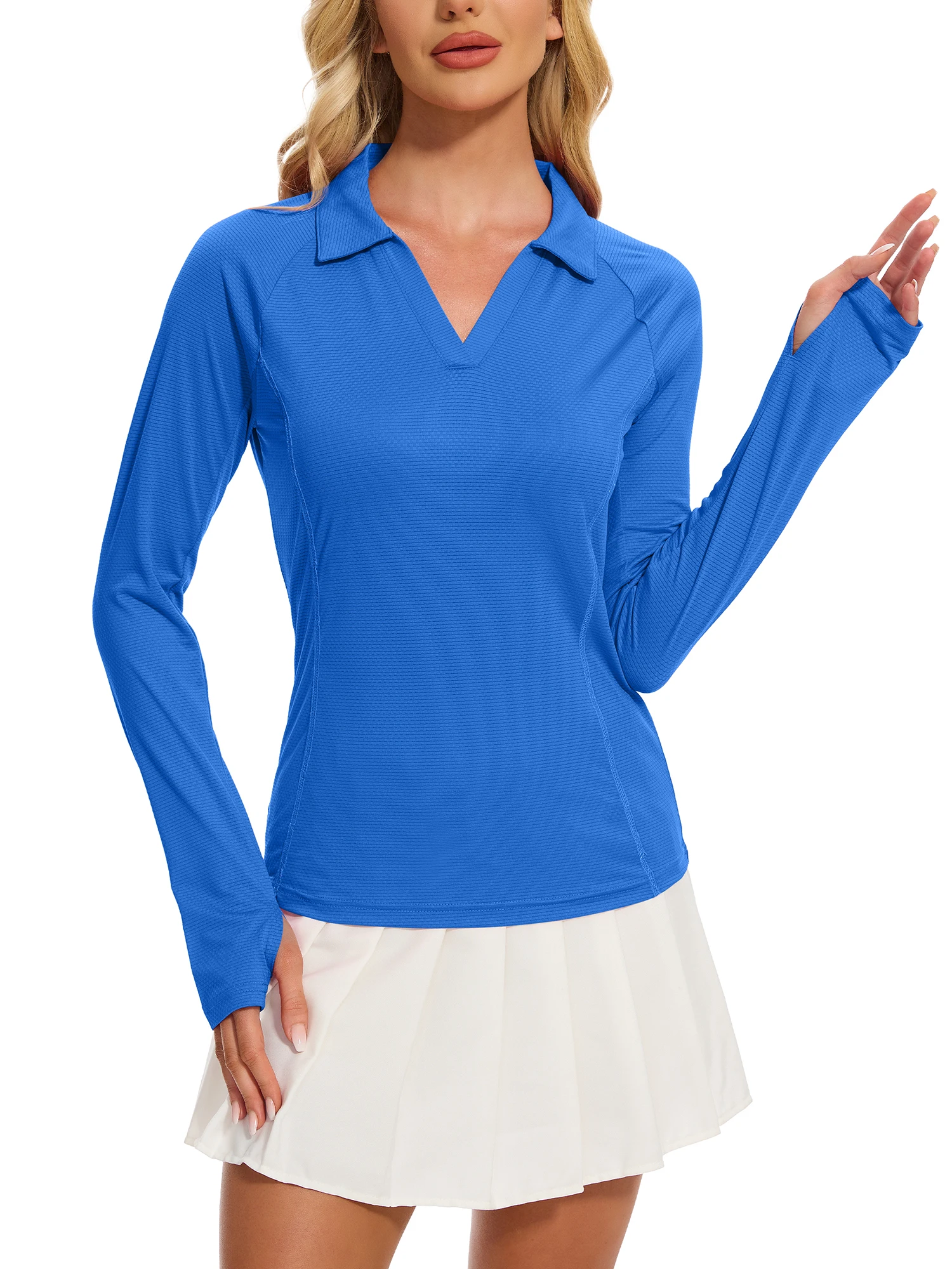 

Women's Long Sleeve Golf Shirts UPF50+ Quickly Dry Tennis Polo Lightweight Sports Athletic Tops