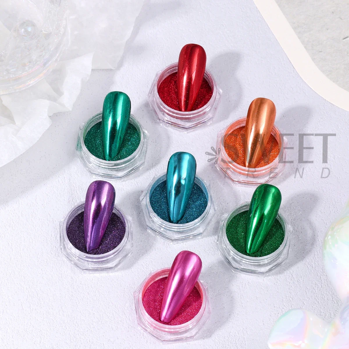 24 cores y2k cromo prego espelho mágico em pó conjunto pigmento metálico gradiente brilhante brilho esfregando poeira diy charme manicure decoração