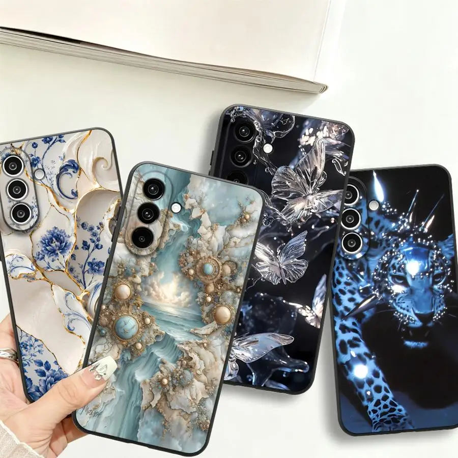 Case for Samsung Galaxy A57 A73 A51 A15 A05 A06 A37 A55 A50 A25 A16 Phone Cover A41 A52 A36 A53 A17 A70 Aqua Gold Agate