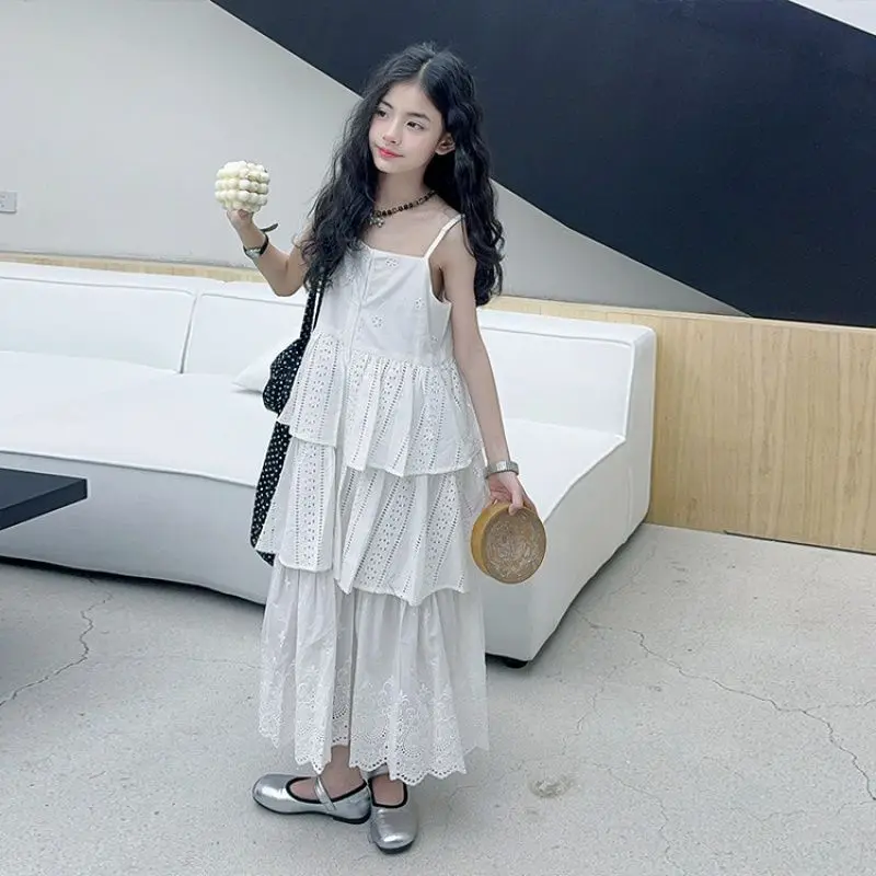 2026 Girls' Summer Casual Fashion Hollow Three layer Strap Hoodie