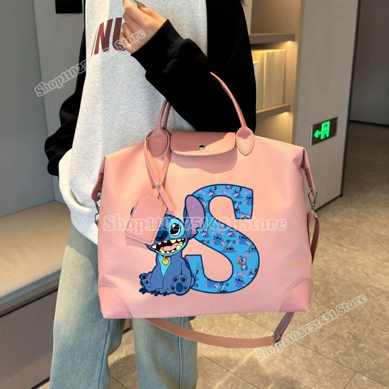 Disney Stitch Letter A-Z Print Tote Handbag for Women Fashion Ladies Hand Bags Work Dating Crossbody Bags Large Capacity Satchel