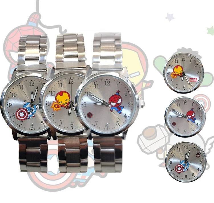 Disney Children's Watch Boys Girls Cartoon Iron Man Captain America Am pointer luminous Stainless Steel Band kids Watches gifts