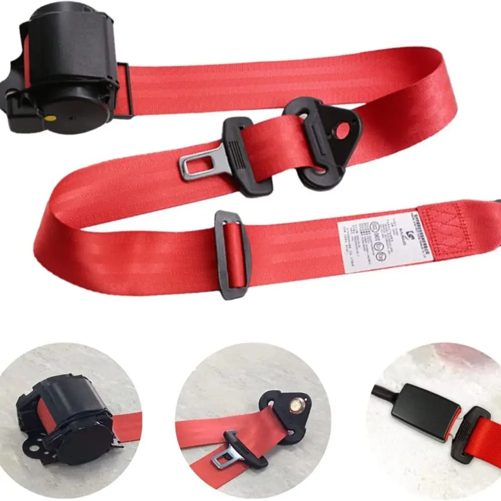 2PCS Universal 3Point Retractable Adjustable Belts for Golf Cart, UTV, Minivan, RV, Truck, Forklift