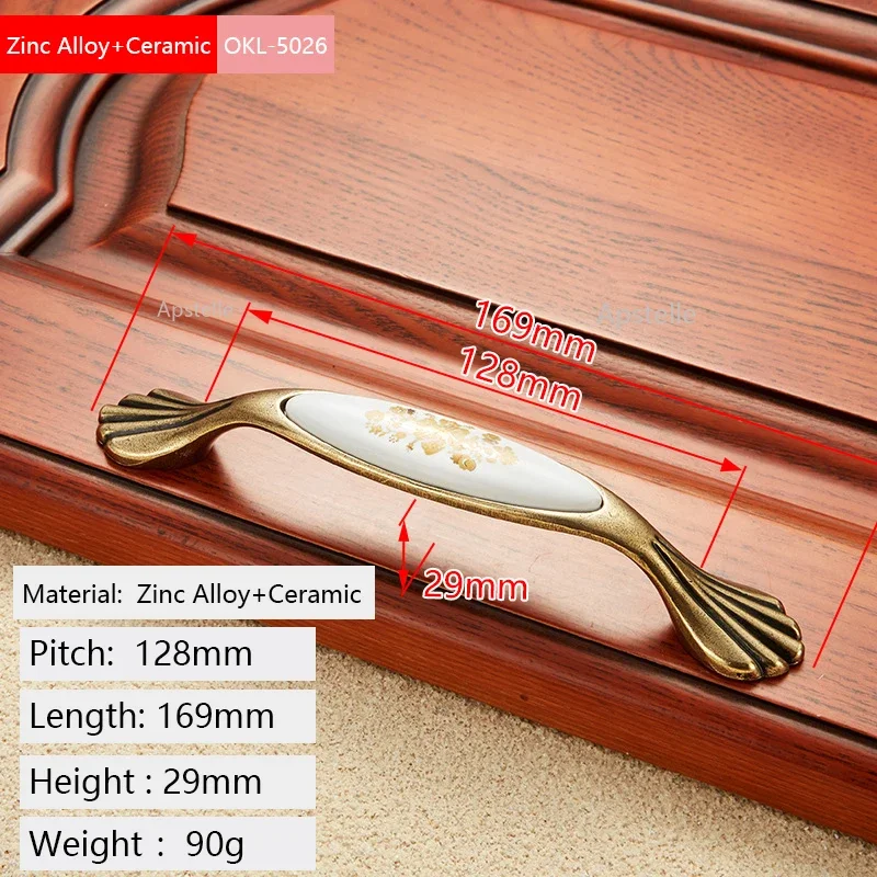 Handle Furniture  WHite Ceramics Golden Flower  Kitchen  Door Pulls Drawer Drawer Fashion Handles Wardrobe Knobs Cabinet Pulls