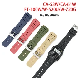 18mm 20mm Convex Silicone Strap for Casio CA-53W CA-61W FT-100W W-520U W-720G F-105 F-91W Men Women Resin Waterproof Watch Band