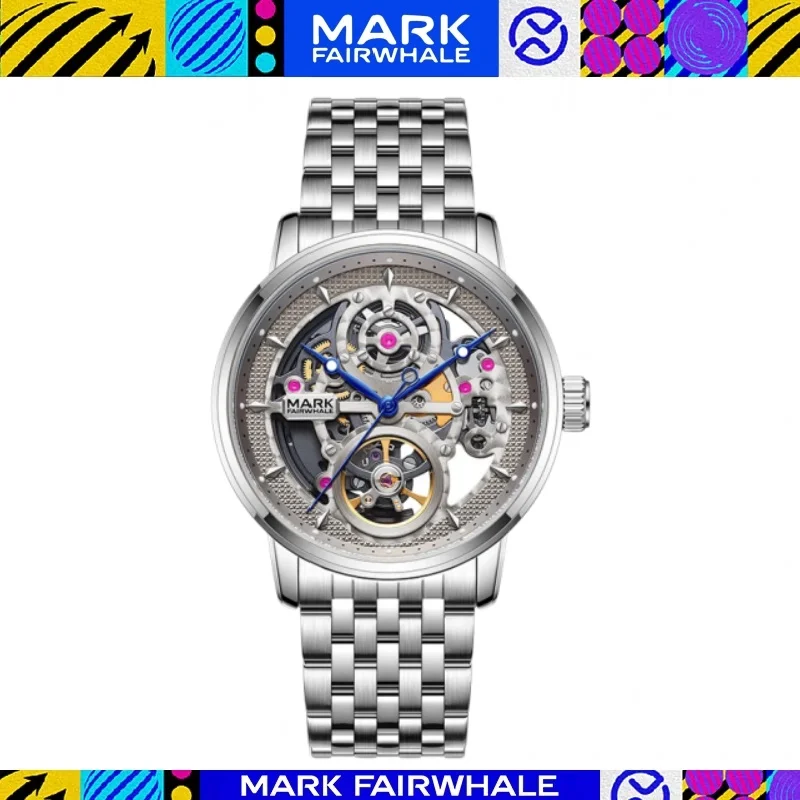 

MARK FAIRWHALE Automatic Movement 6036 Fashion Hollow 40MM Dial 30M Waterproof Stainless Steel Mechanical Watch for Man Gift Box