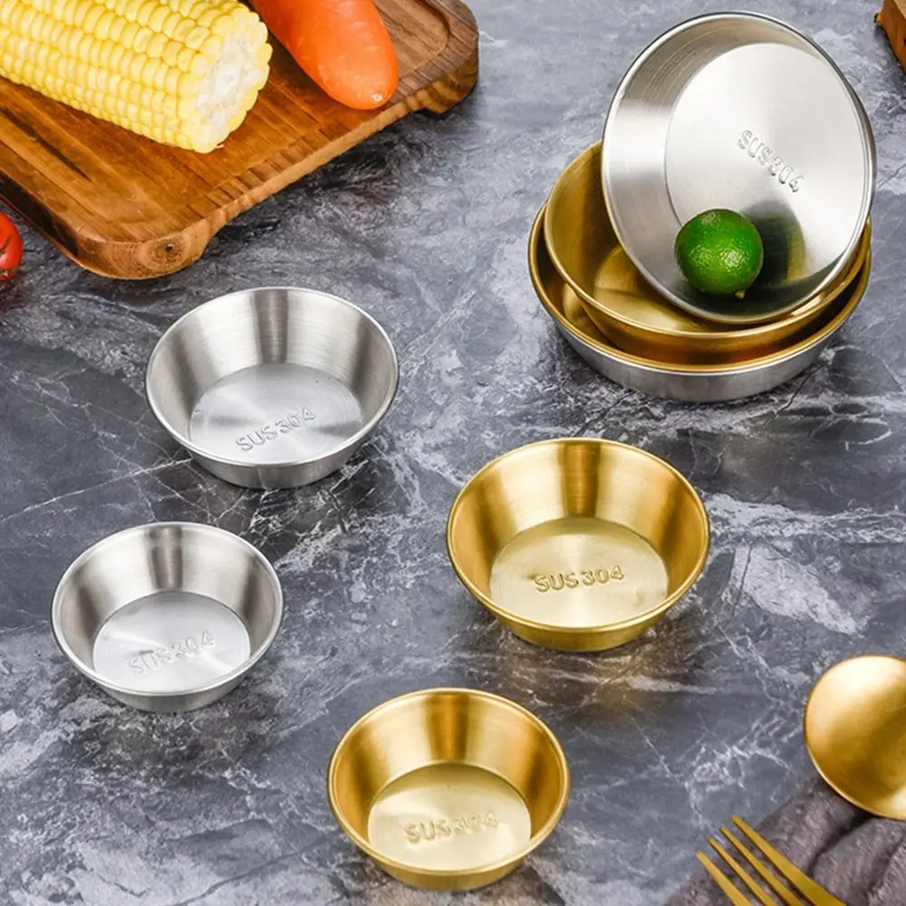 1Pcs Appetizer Plates Sauce Dishes Mini Bowl 304 Stainless Steel Seasoning Tray Individual 7/8/10/11cm Sauce Plate