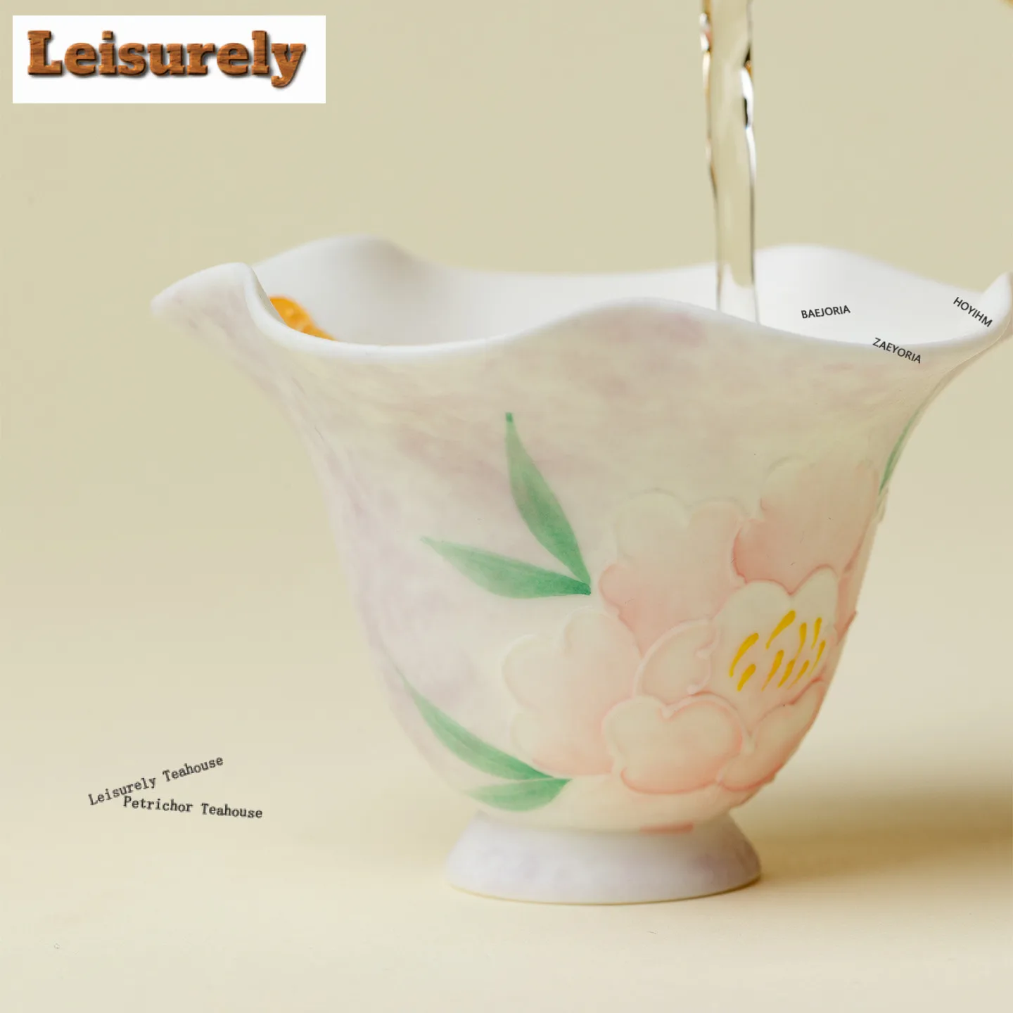 40ml Hand Drawn Peonies Teacup Retro Tea Bowl Water Jug Tea-tasting Smelling Cup Jianzhan Master Cups Household Chinese Tea Set