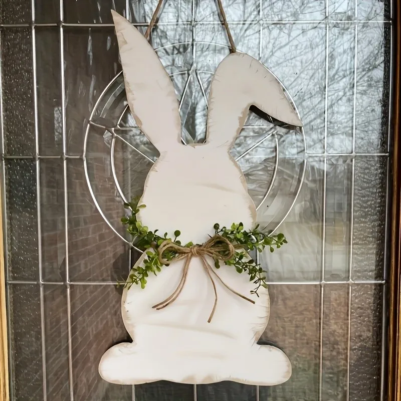 Easter bunny door sign welcome sign home decoration wooden sign pattern wood decoration listing