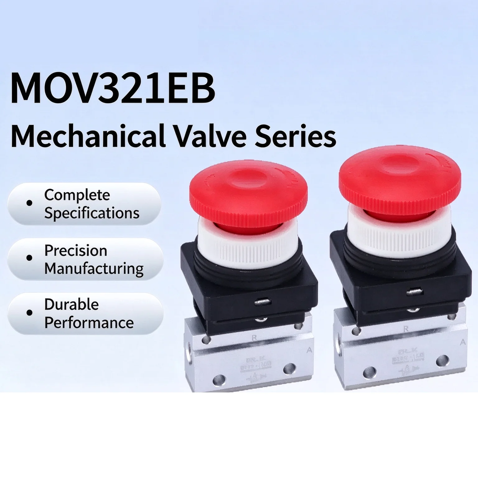 3 Way 2 Position Mechanical Pneumatic Valve MOV-03B 1/8