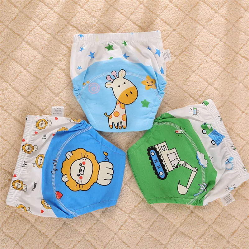 6 Layers Cute Cartoon Printed Toddler Training Pants Baby Washable Underwear Kid Cloth Diaper Infant Breathable Reusable Nappies