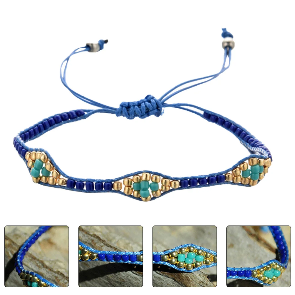 

1Pcs Friendship Bracelet Bohemian Hand-Woven Hand Jewelry Retro Rice Beads Chain Vintage Colorful Wrist Chain for Gift Party
