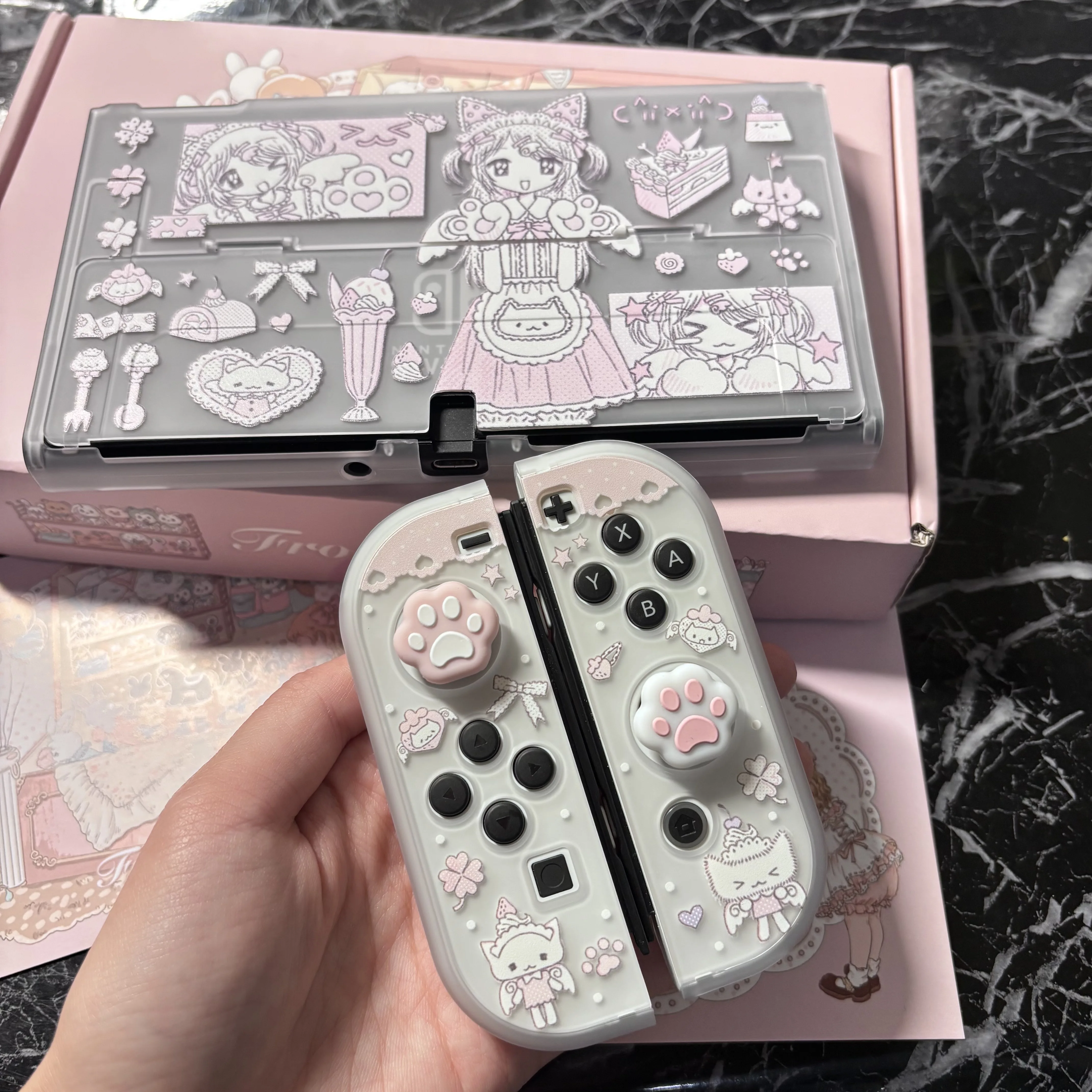Kawaii Switch 2 Protective Case Anime Girl Gamin Console Dock Cover for Nintendo Switch 2/OLED Joy-Con Hard Case Dock Compatible view 3