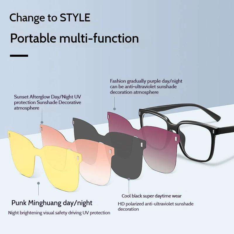 

Replaceable Lens Magnetic Sunglasses Large Frame Women'S Motorcycle Sunglasses Set Clip Men'S Driving Polarized Glasses