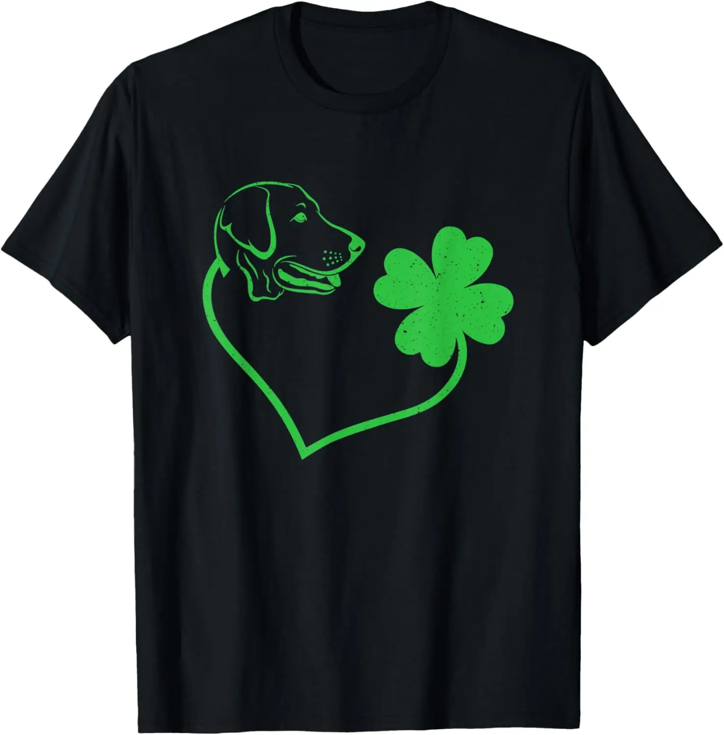 

Labrador Dog Shamrock Heart Graphic T-Shirt St Patrick Day Cotton Tee Casual Men Women