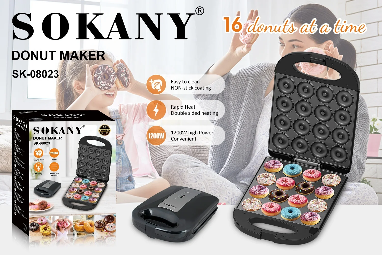 08023 new Automatic Non-stick Snacks Desserts Doughnut Maker I6 donuts  Maker Machine 110V 220V