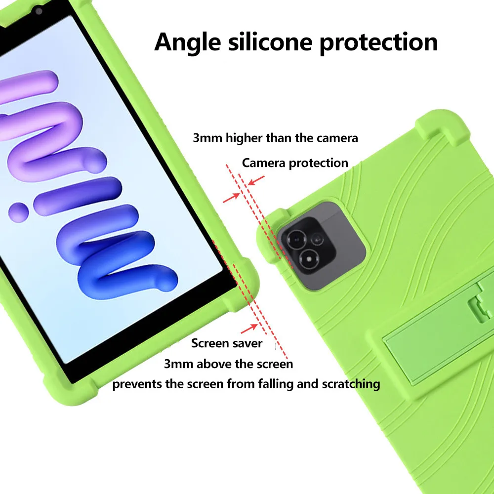 Capa de silicone macio para tablet, para itel vista tab 10mini 8 polegadas ajustável multi-ângulos capa à prova de choque crianças seguras