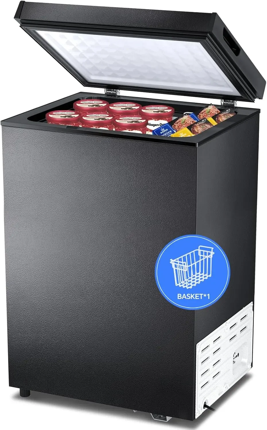 2.8 Cubic Feet Chest Freezer with Removable Basket Free Standing Top Open Door Compact Freezer with Adjustable Temperature