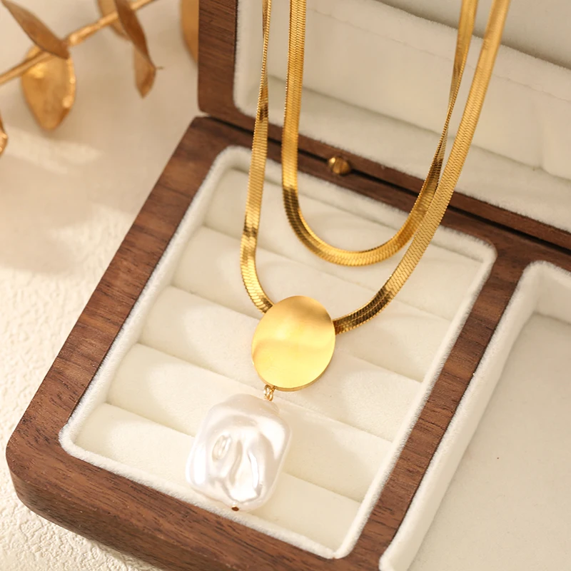 EILIECK Geometrische Schlangenkette Halskette Armband Trendiges Edelstahl-Schmuckset Goldene Metalltextur Wasserdichtes Geschenk für Frauen – Detail 14