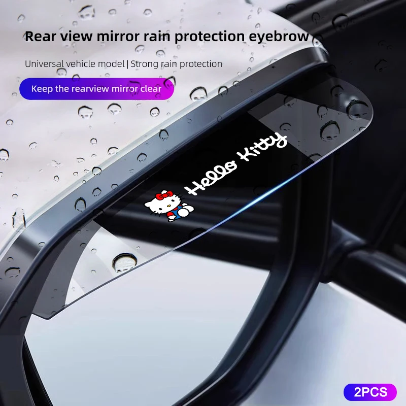 Sanrio Hello Kitty Cinnamoroll Kuromi Mymelody PomPomPurin Pochacco, pegatinas para espejo retrovisor de coche, cubierta impermeable para la lluvia