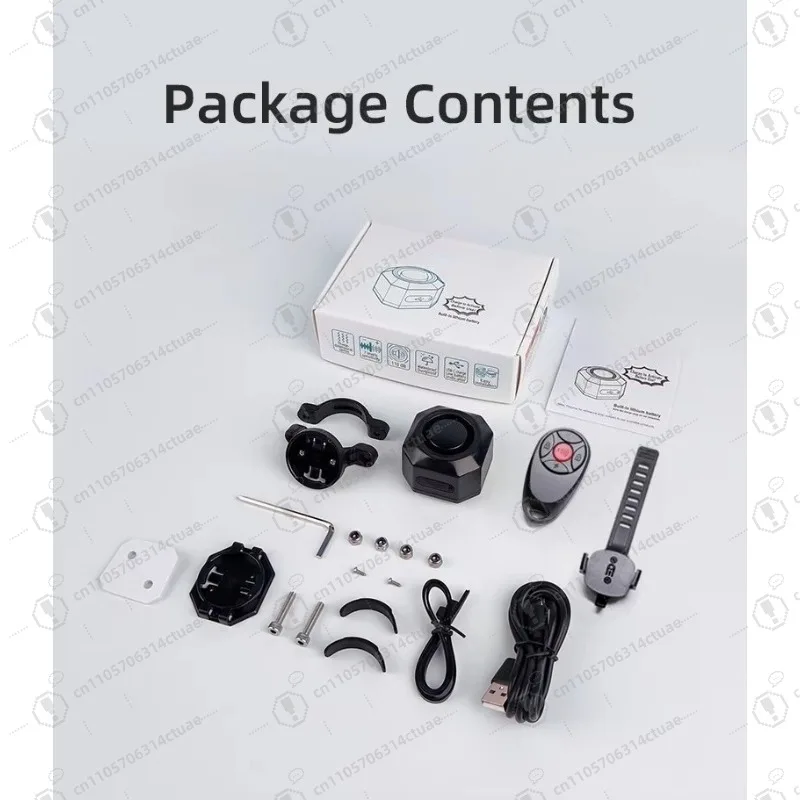 قفل عالي الحساسية مضاد للسرقة، جهاز تحكم عن بعد قابل لإعادة الشحن مع حزام، كاشف حركة بوق السيارة، إنذار مضاد للسرقة للدراجة #6