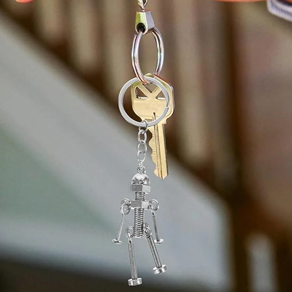 Retro Robot Retro Handmade DIY Keychain Pendant Activity Robot Movable Screw Man Backpack Pendant