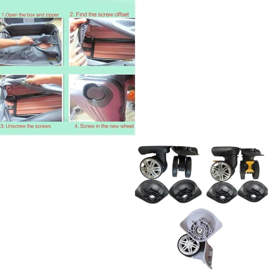 

652F 1 pair A19 DIY Luggage Suitcase Brake Wheel Repair Accessories Portable Travel Luggage Replacement for Women Men
