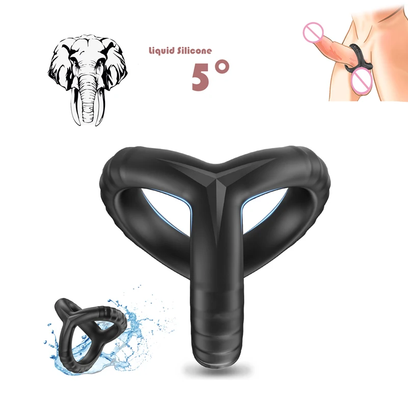 Black Silicone Cock Ring Delay Ejaculation Semen Lock Ring Reusable Cockring Men Penis Ring Sex Toys for Couples Sexshop