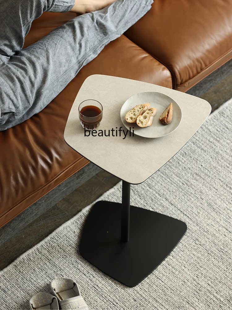 Modern Simple Coffee Table Italian Design Irregular Iron Table Side Table Stone Plate Walnut living room furniture